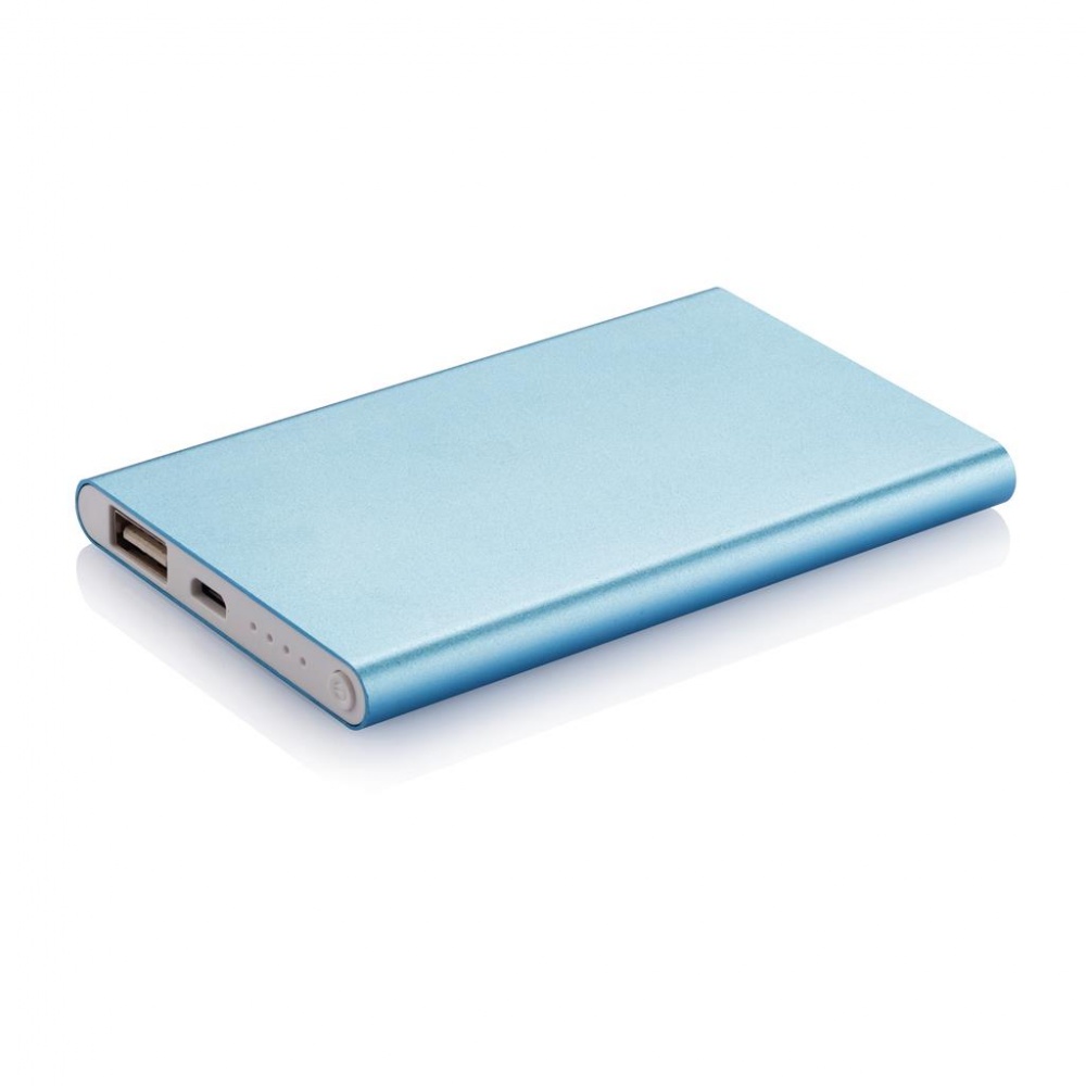 Logotrade promotional items photo of: 4000 mAh powerbank, blue, with personalized name, sleeve, gift wrap