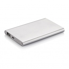 4000 mAh powerbank, silver, with personalized name, sleeve, gift wrap