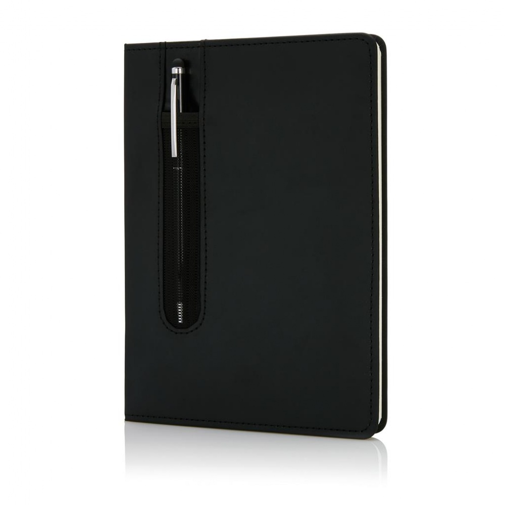 Logotrade promotional merchandise picture of: Standard hardcover A5 notebook with stylus pen, black