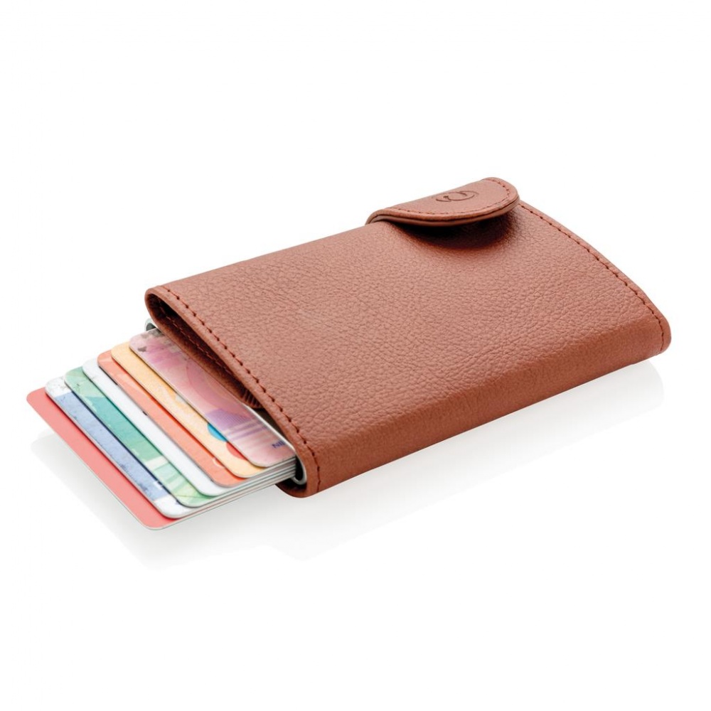 Logo trade promotional products image of: C-Secure RFID card holder & wallet brown with name, sleeve, gift wrap