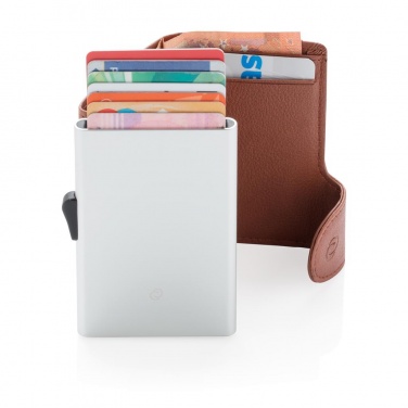 Logo trade promotional giveaways picture of: C-Secure RFID card holder & wallet brown with name, sleeve, gift wrap