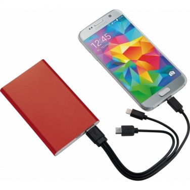 Logo trade promotional products picture of: Power bank LIETO 4000 mAh, Red