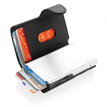 Logo trade promotional gift photo of: Standard aluminium RFID cardholder with PU wallet, black