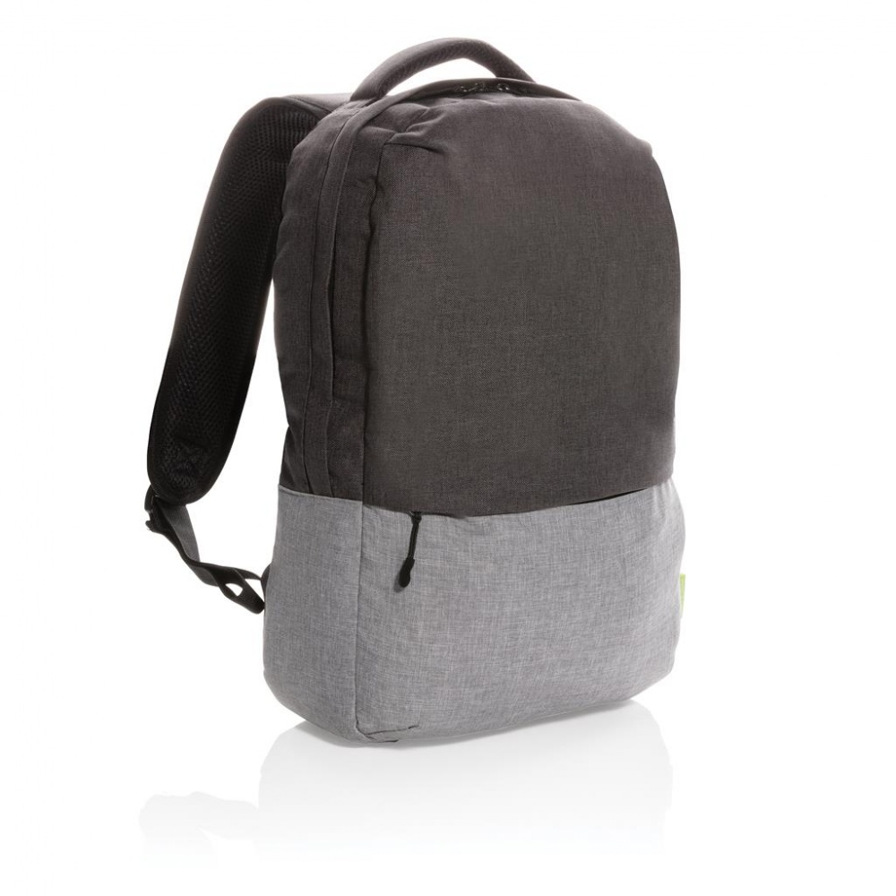 Logo trade promotional gifts picture of: Duo color RPET 15.6" RFID laptop backpack PVC free, grey