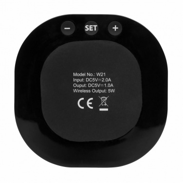 Logo trade promotional items picture of: Aria 5W Wireless Charging Digital Clock, black
