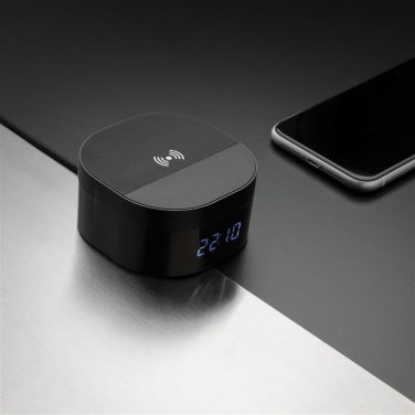 Logotrade business gift image of: Aria 5W Wireless Charging Digital Clock, black