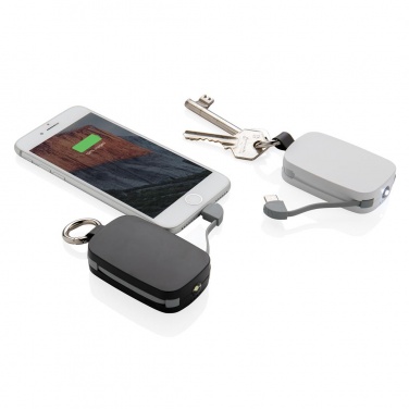 Logotrade promotional merchandise picture of: 1.200 mAh Keychain Powerbank with integrated cables, black