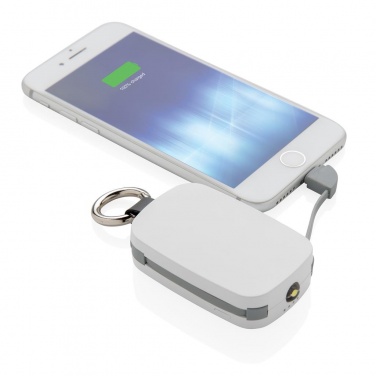 Logo trade promotional items picture of: 1.200 mAh Keychain Powerbank with integrated cables, white