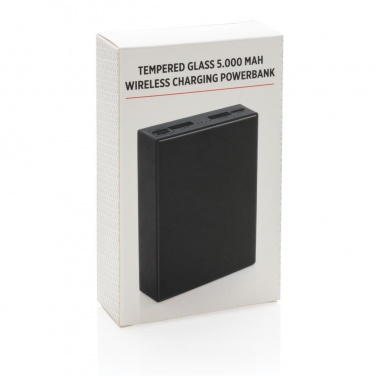 Logo trade promotional gift photo of: Printed sample Tempered glass 5000 mAh wireless powerbank, b