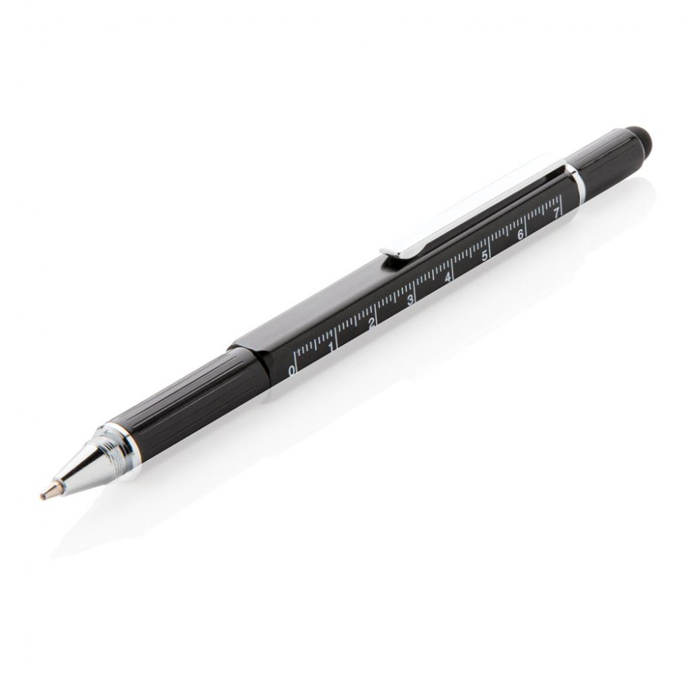 Logo trade promotional gifts image of: 5-in-1 aluminium toolpen, black