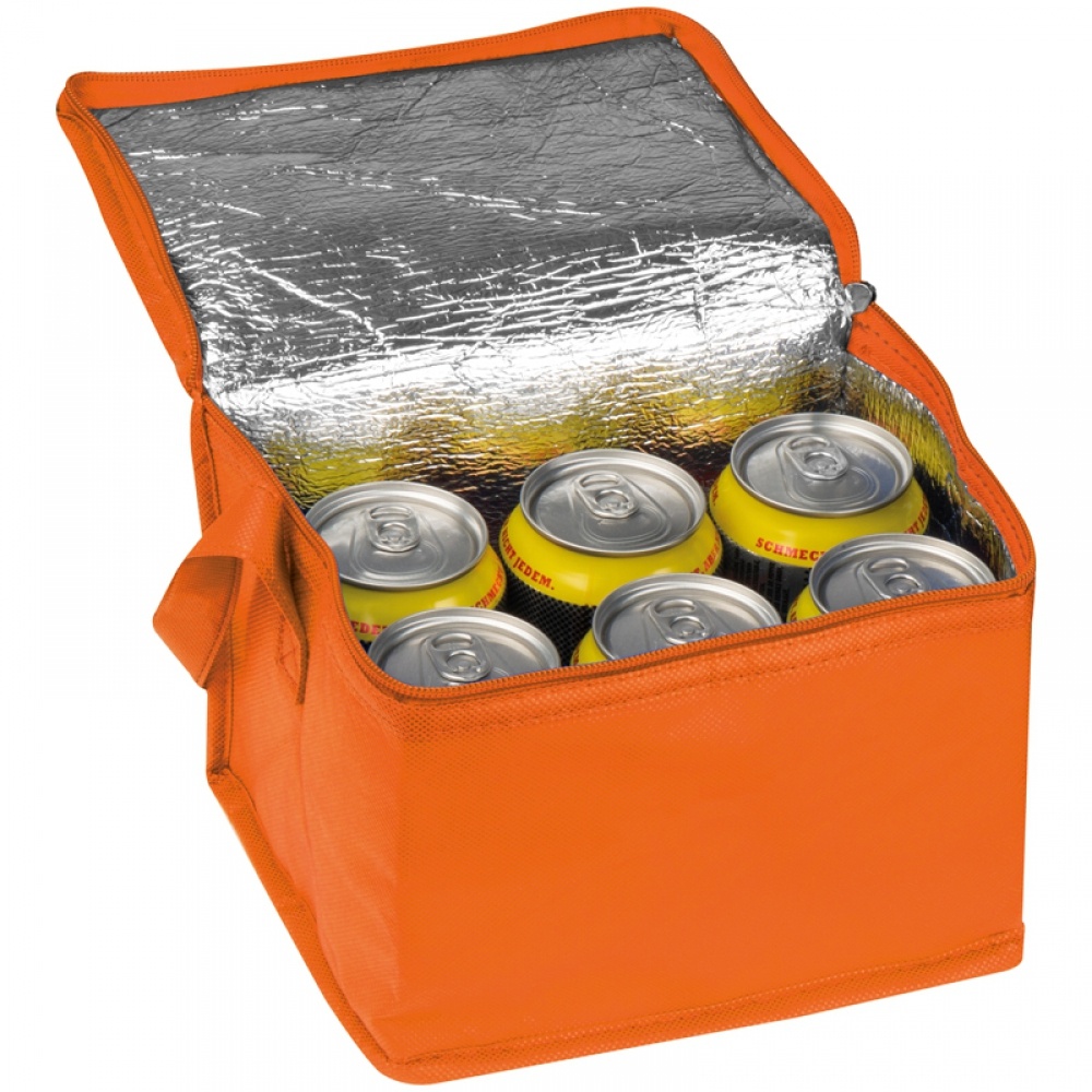 Logo trade promotional merchandise photo of: Non-woven cooling bag - 6 cans, Orange