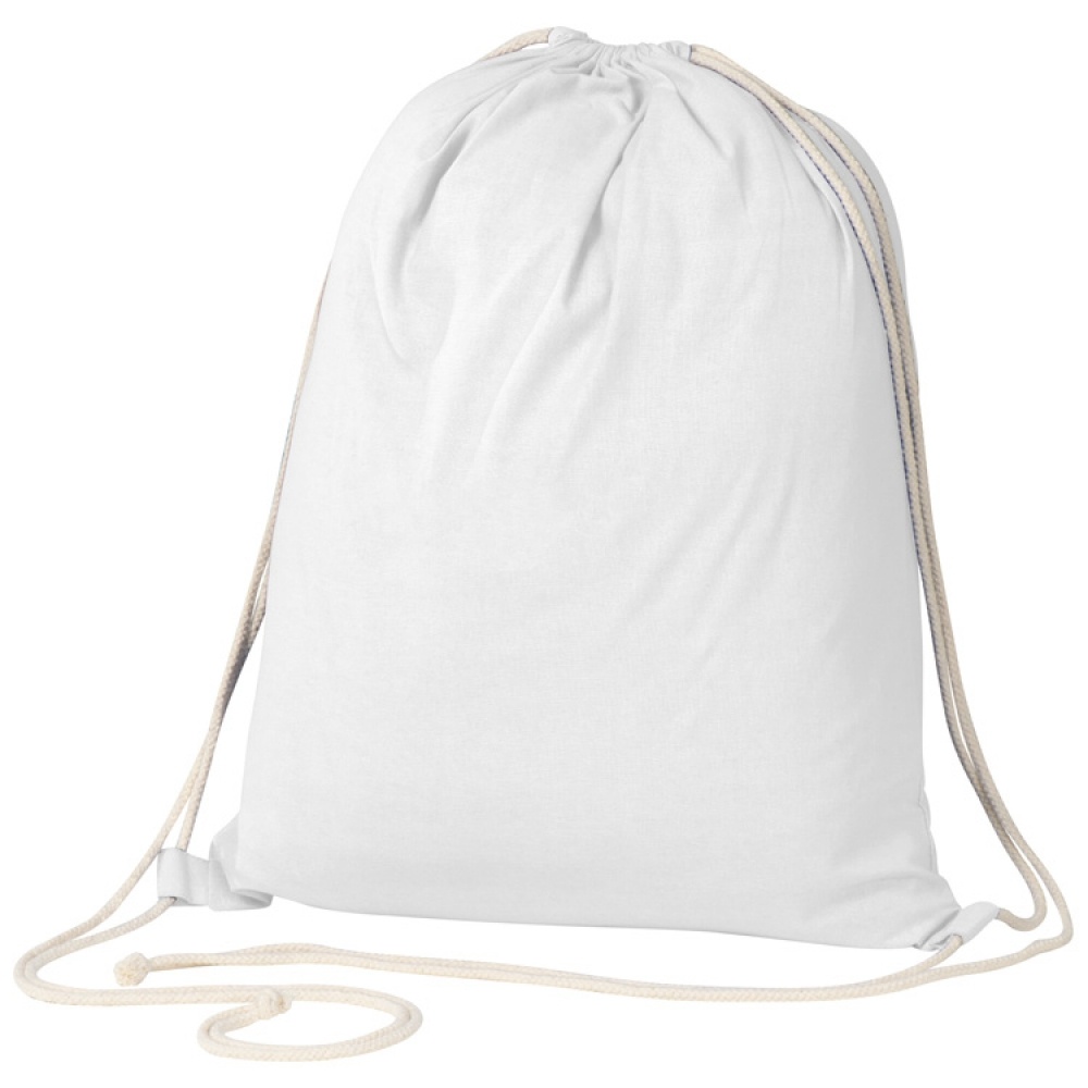 Logotrade promotional merchandise image of: ECO Tex certified Gymbag from environmentally friendly cotton , White