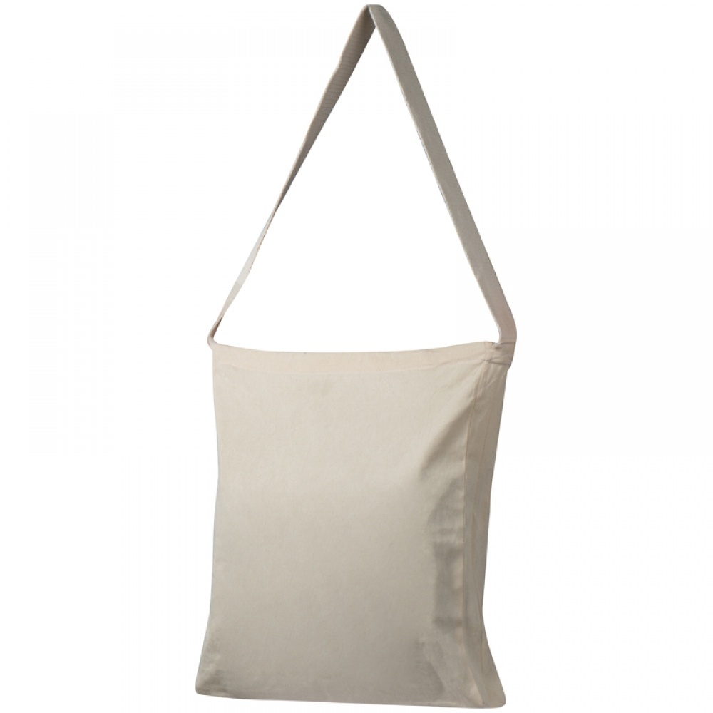 Logo trade promotional products picture of: Cotton bag with woven carrying handle and bottom fold, White