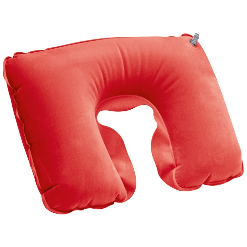 Logo trade promotional giveaways picture of: Inflatable soft travel pillow, Red