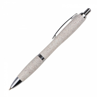Logo trade business gift photo of: Wheat straw ballpen with silver applications, Beige