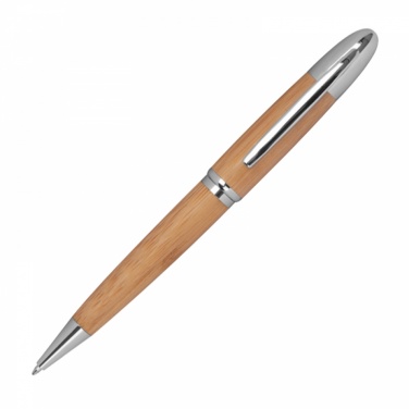 Logo trade advertising products image of: Metal twist ballpen with bamboo coating, Beige