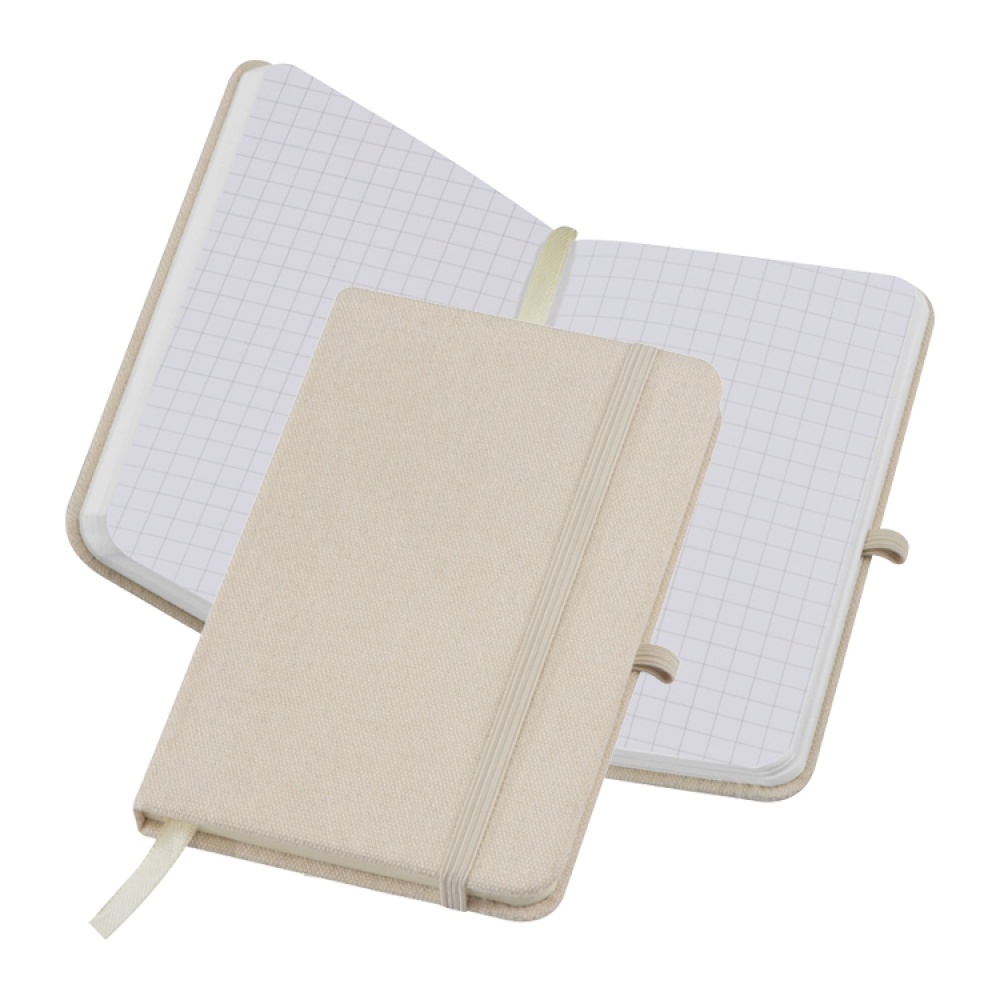Logo trade promotional giveaway photo of: Canvas notebook A6, Beige
