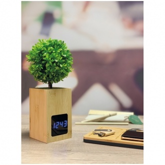 Logotrade promotional gift image of: Bamboo desk clock, Beige
