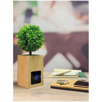 Logotrade promotional giveaways photo of: Bamboo desk clock, Beige