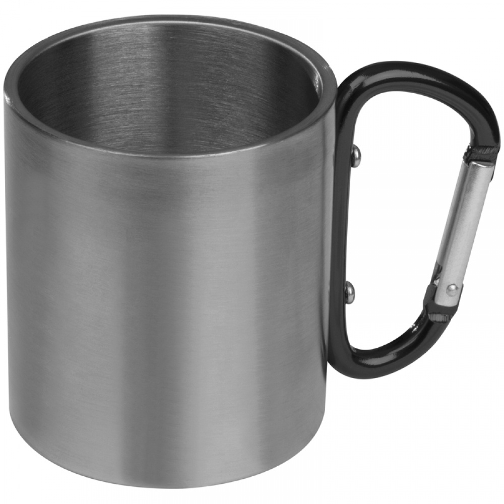 Logotrade business gifts photo of: Metal mug with snap hook, black