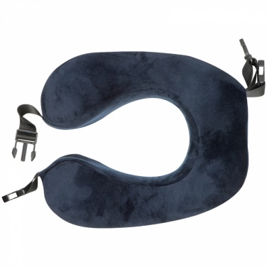 Logo trade promotional items image of: Plush neck pillow with closure band, Blue
