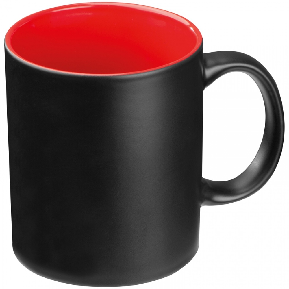 Logo trade promotional product photo of: Black mug with colored inside, Red