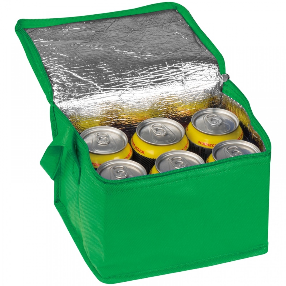 Logotrade promotional item image of: Non-woven cooling bag - 6 cans, Green