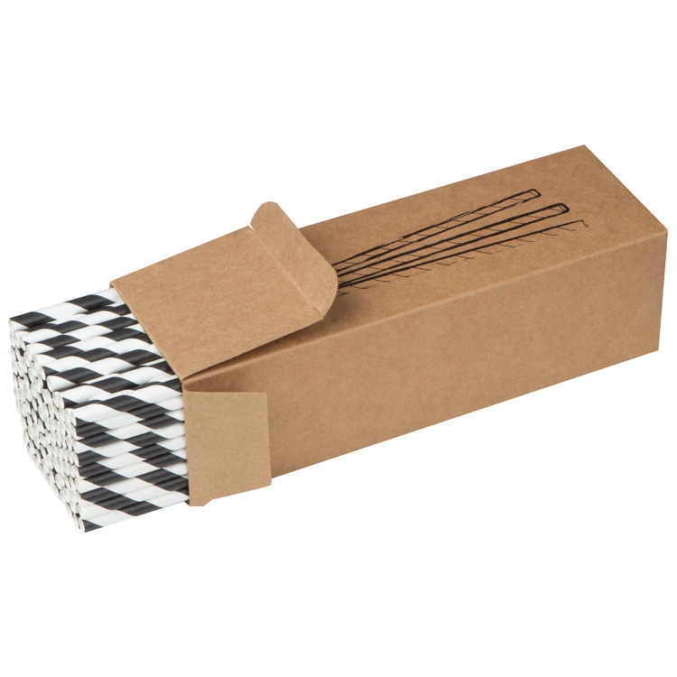 Logotrade promotional gift picture of: Set of 100 drink straws made of paper, black-white