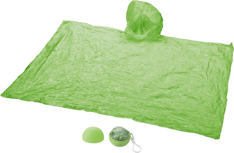Logo trade promotional gifts picture of: Xina rain poncho in storage ball with keychain, lime