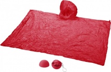 Xina rain poncho in storage ball with keychain, red