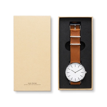 Logotrade corporate gift picture of: #3 Watch with genuine leather strap, brown
