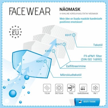Logotrade promotional product picture of: Face mask with a filter, grey