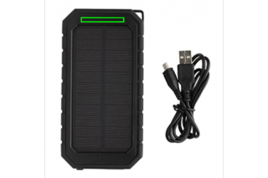 Logo trade promotional products picture of: 10.000 mAh Solar Powerbank with 10W Wireless Charging, black