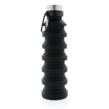 Logotrade promotional merchandise image of: Leakproof collapsible silicon bottle with lid, black