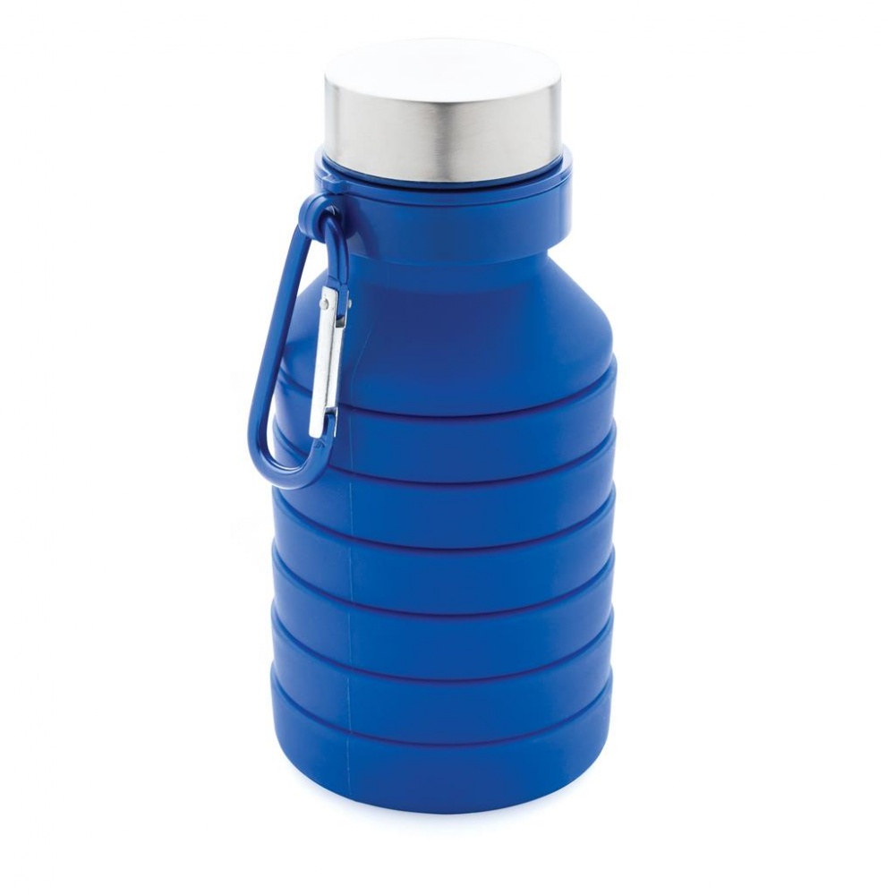Logotrade advertising product picture of: Leakproof collapsible silicon bottle with lid, blue