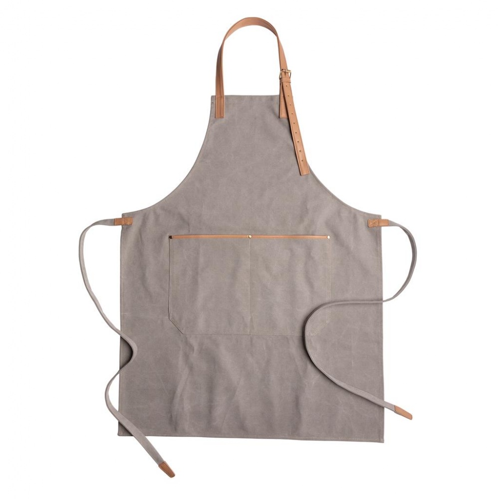 Logo trade corporate gifts image of: Deluxe canvas chef apron, grey