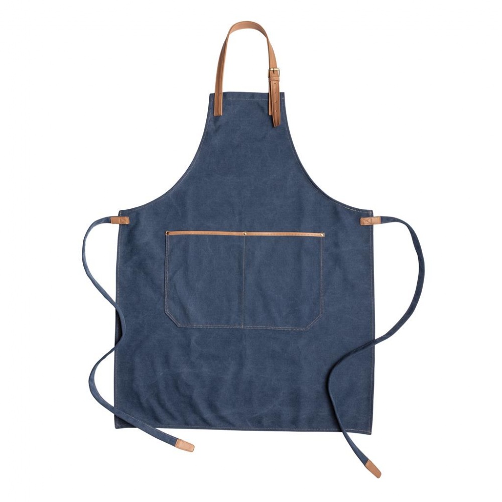 Logo trade business gifts image of: Deluxe canvas chef apron, blue