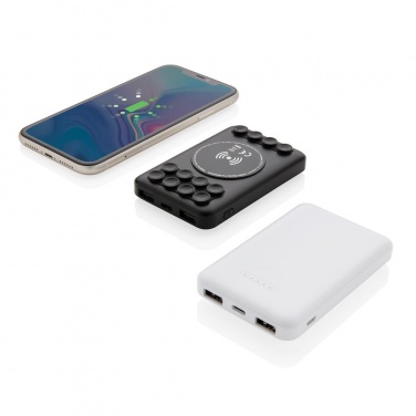 Logotrade promotional products photo of: 5.000 mAh wireless charging pocket powerbank, black