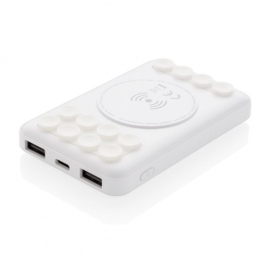 Logotrade promotional item image of: 5.000 mAh wireless charging pocket powerbank, white
