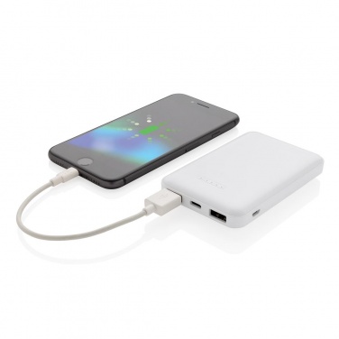 Logo trade promotional gifts picture of: 5.000 mAh wireless charging pocket powerbank, white