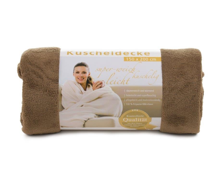 Logo trade promotional gift photo of: Fleece Blanket Panderoll, 150 x 200 cm, brown
