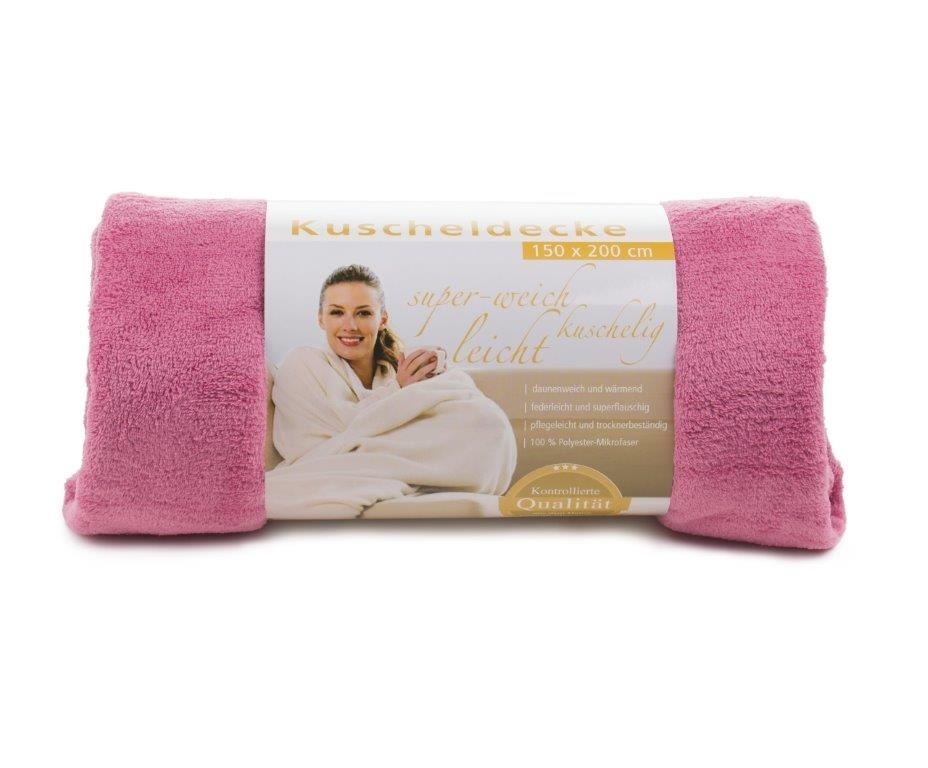 Logotrade promotional merchandise picture of: Fleece Blanket Panderoll, 150 x 200 cm, pink