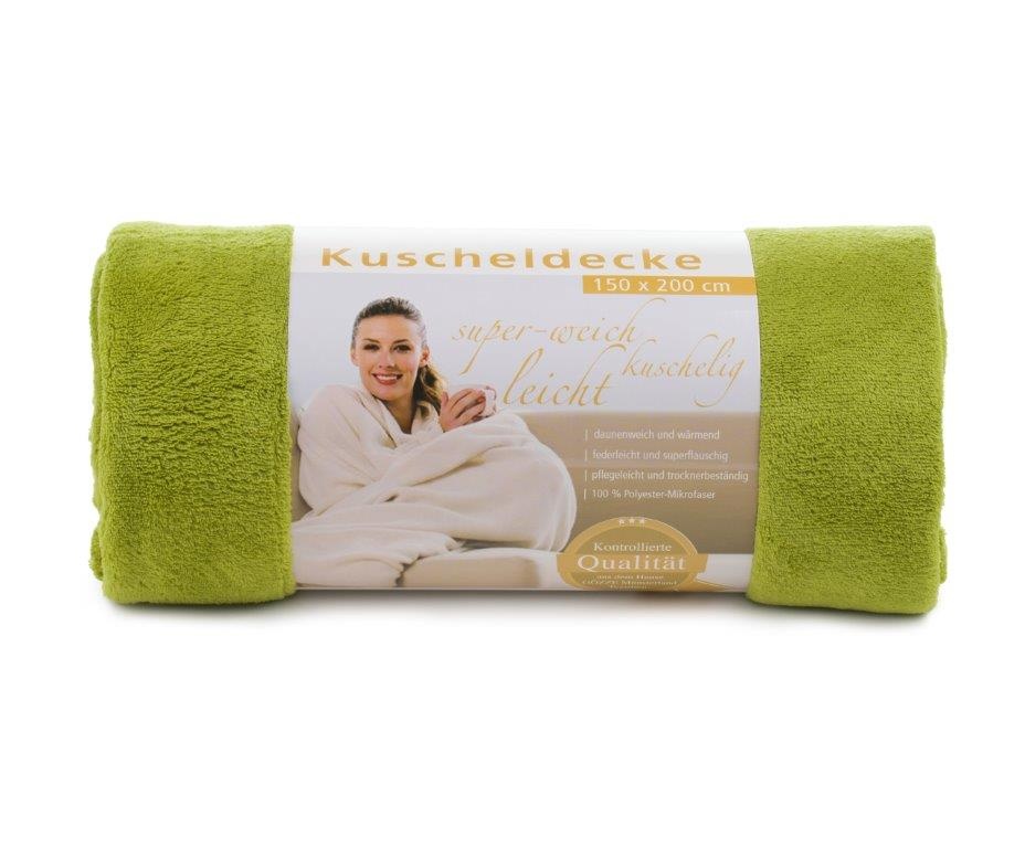 Logo trade promotional gift photo of: Fleece Blanket Panderoll, 150 x 200 cm, green