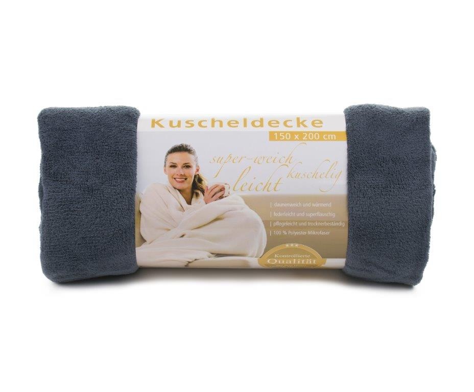 Logo trade promotional gifts image of: Fleece Blanket Panderoll, 150 x 200 cm, dark grey