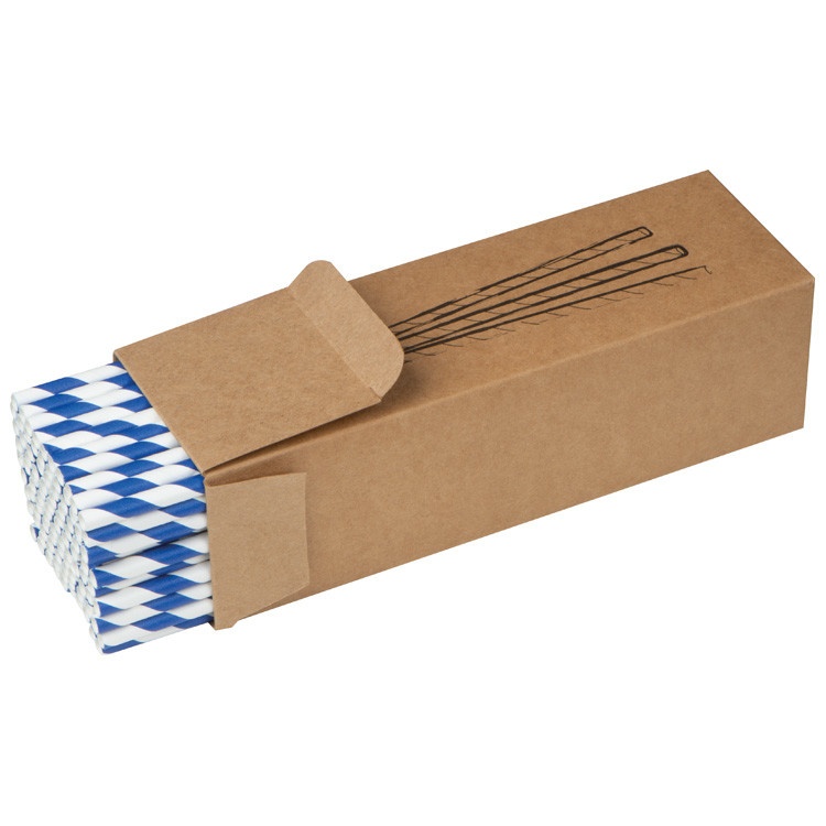 Logotrade promotional gift image of: Set of 100 drink straws made of paper, white blue