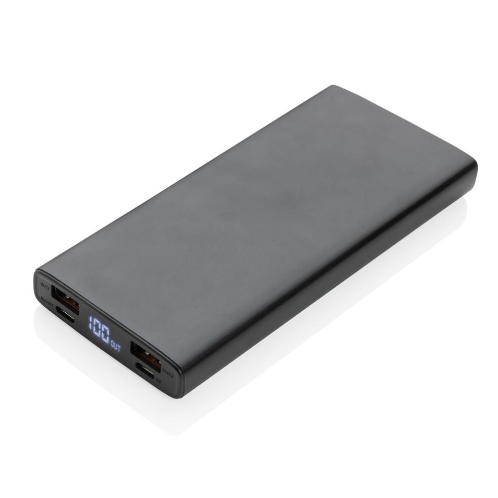 Logotrade promotional product picture of: Aluminum 18W 10.000 mAh PD Powerbank, black