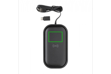 Logo trade promotional products image of: Wireless charging 5.000 mAh powerbank base, black