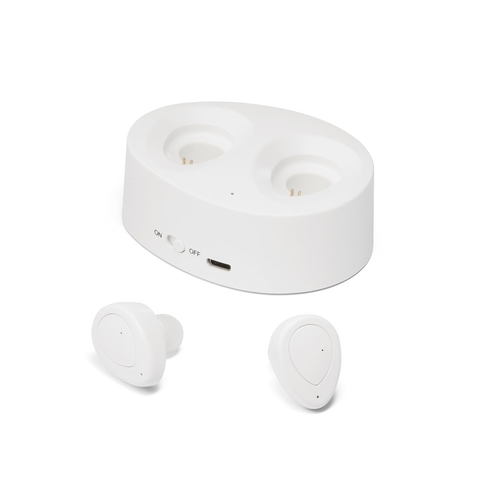 Logo trade promotional gifts image of: Wireless earphones CHARGAFF, white