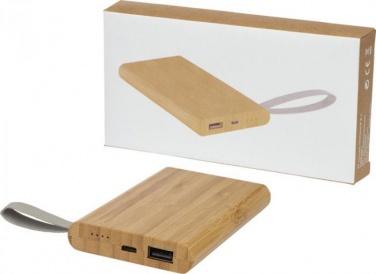 Logo trade advertising products picture of: Tulda 5000 mAh bamboo power bank, light brown