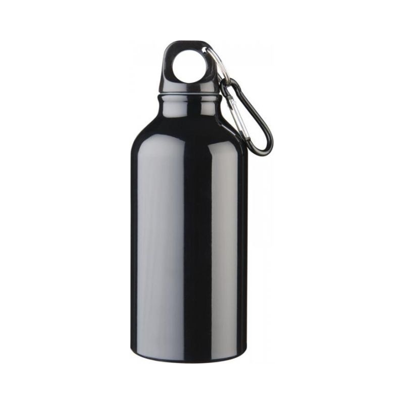 Logo trade promotional items image of: Oregon drinking bottle with carabiner, black